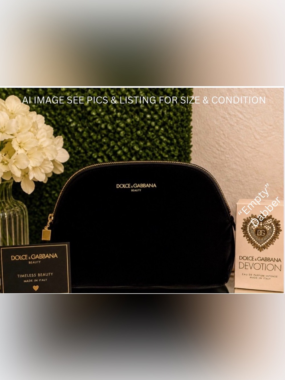 Dolce & Gabbana Black Velvet Cosmetics Bag w/ Dabber